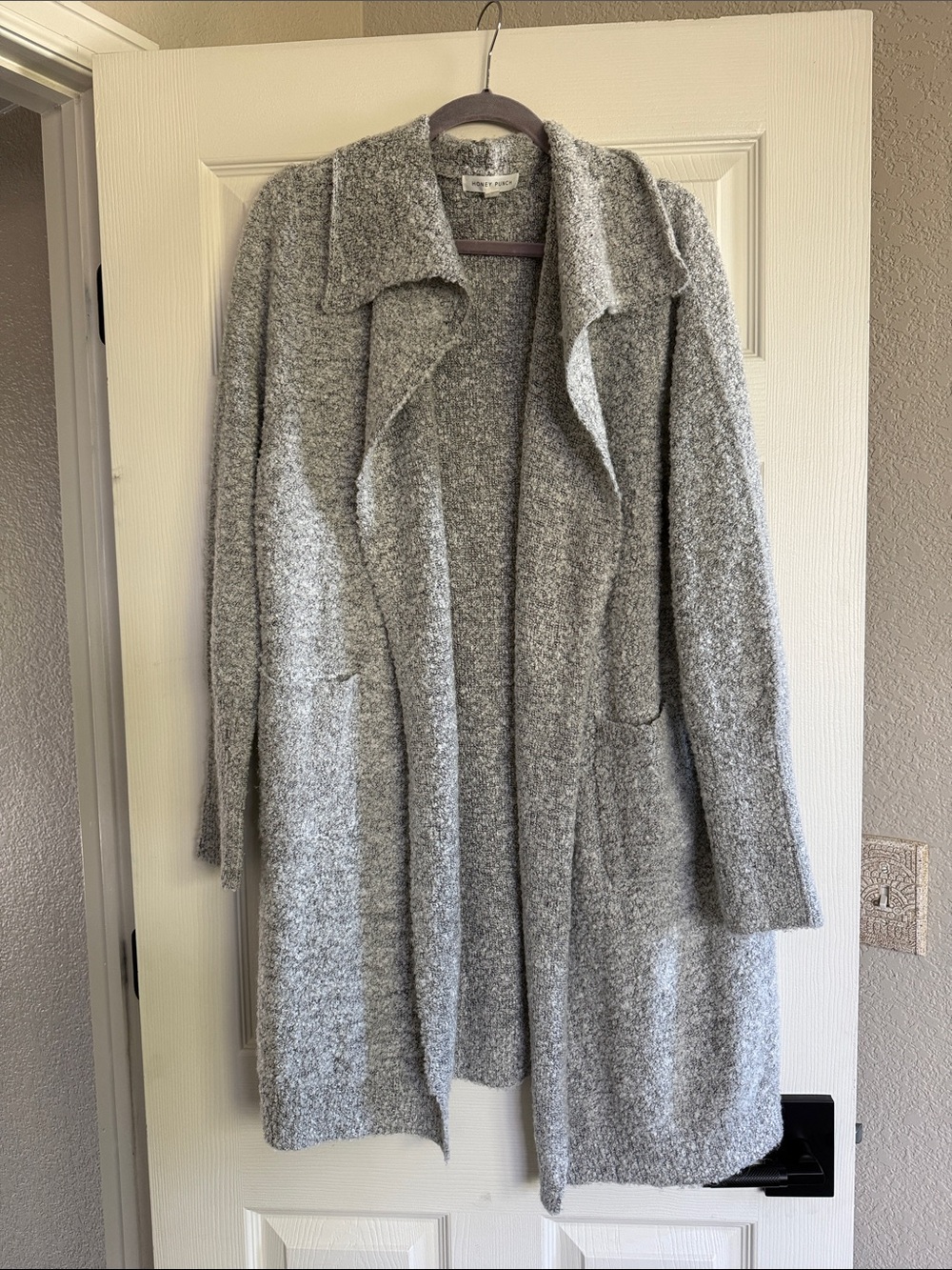 Honey Punch Heather Gray Open-Front Knit Cardigan